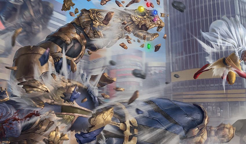 Thanos (IG) vs Saitama Artwork by AGUSSW