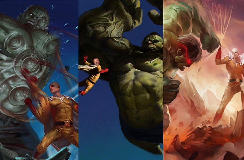 Saitama vs The Hulk Art Collection